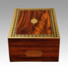 Antique mahogany cut brass box end