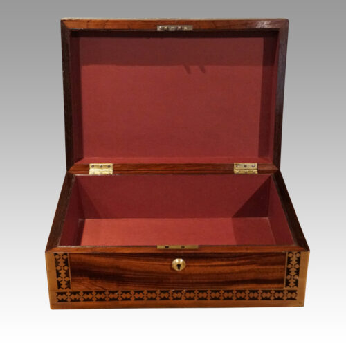 Antique mahogany cut brass box interior
