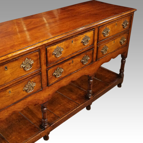 Antique oak dresser base angle