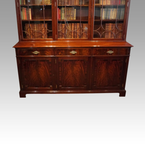 Edwardian mahogany library bookcaseby Warings of Liverpool base front