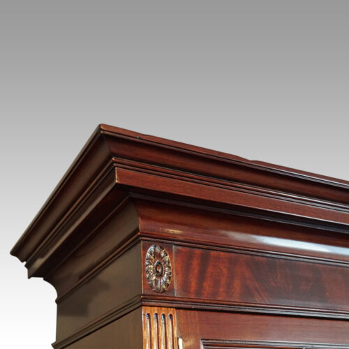 Edwardian mahogany library bookcaseby Warings of Liverpool cornice corner
