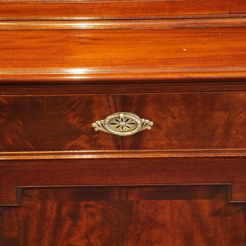 Edwardian mahogany library bookcaseby Warings of Liverpool handle drawer
