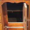George III inlaid kneehole cupboard interior