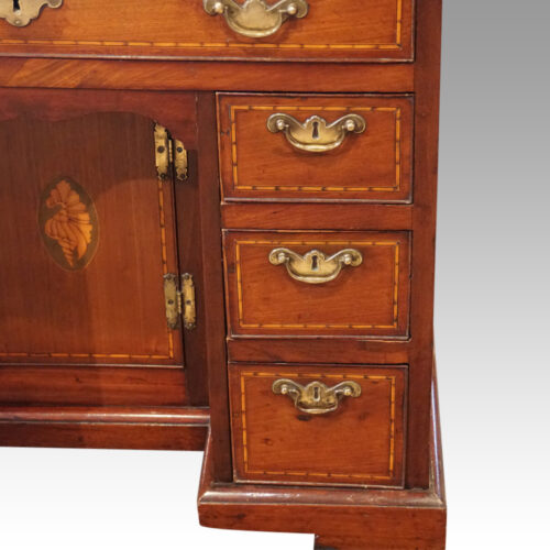 George III inlaid kneehole drawers