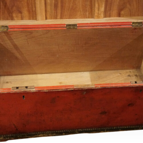 Regency red leather camphorwood trunk interior