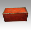 Regency red leather camphorwood trunk rear