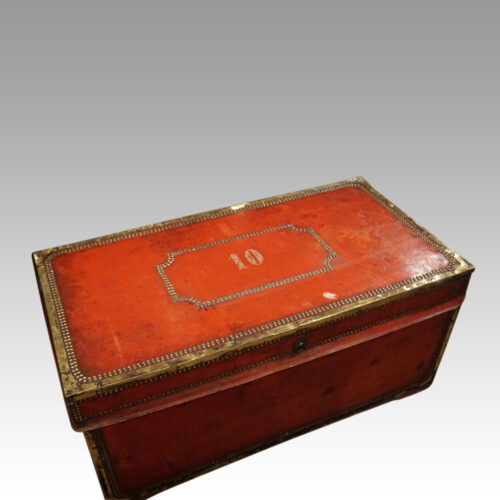 Regency red leather camphorwood trunk top