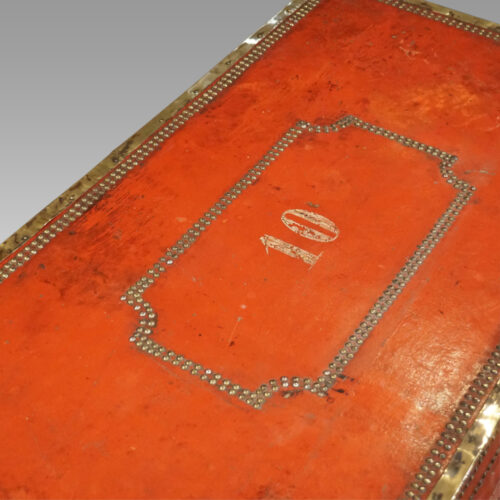 Regency red leather camphorwood trunk top centre