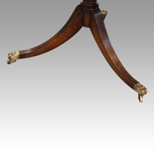 Regency style mahogany deep banded dining table base view
