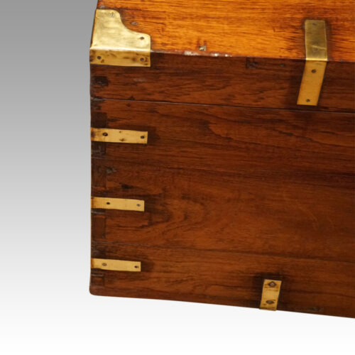 Victorian brass bound campaign chest corner