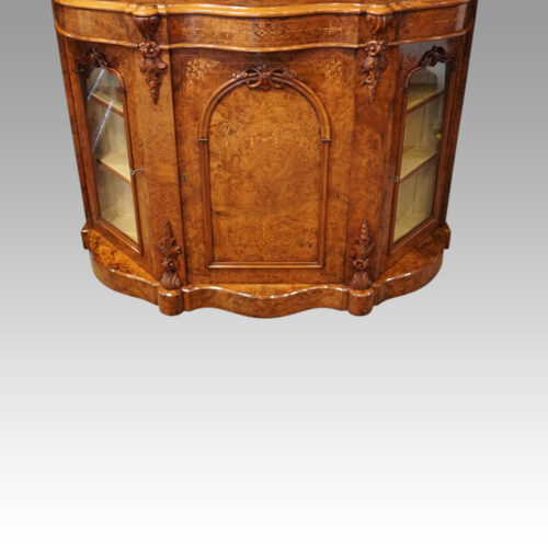 Victorian inlaid walnut side cabinet front