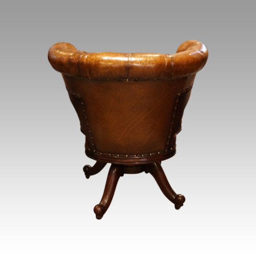 Victorian leather revolving desk chair rear
