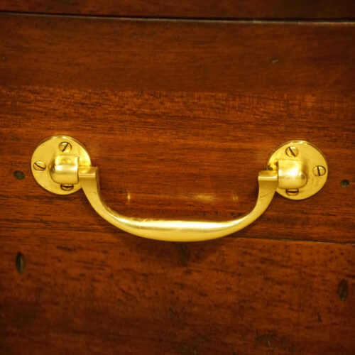 Victorian mahogany military chest handle detail