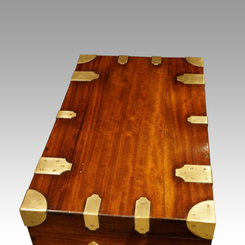 Victorian mahogany military chest top view