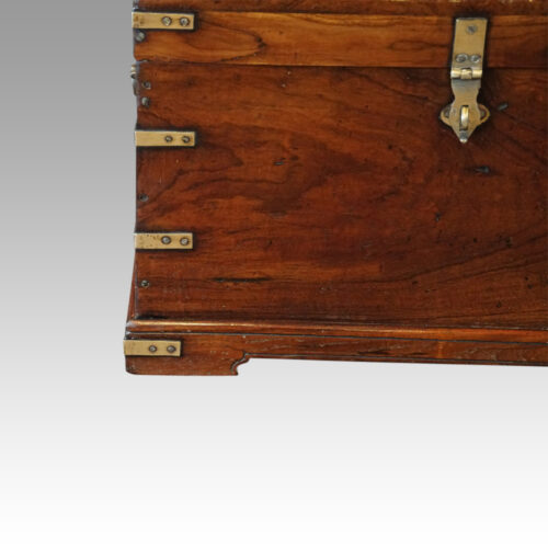 Victorian small brass bound chest corner