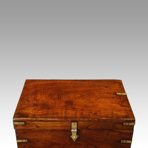 Victorian small brass bound chest lid