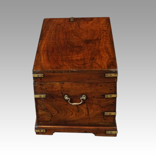 Victorian small brass bound chest top view