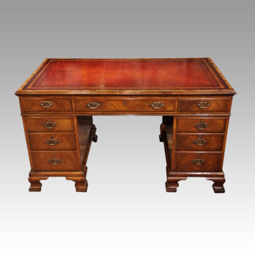 Walnut pedestal desk Waring and Gillows