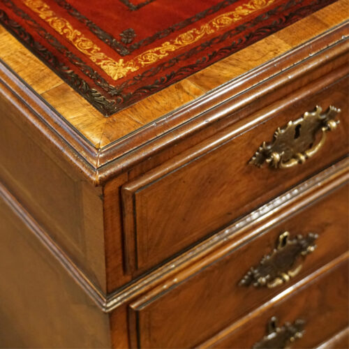 Walnut pedestal desk Waring and Gillows edge