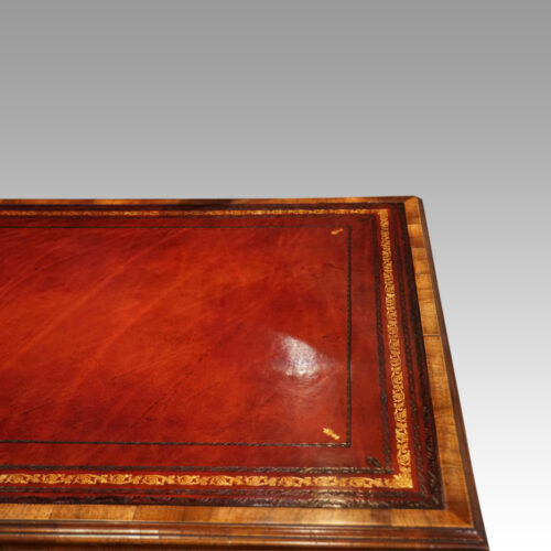 Walnut pedestal desk Waring and Gillows leather top detail