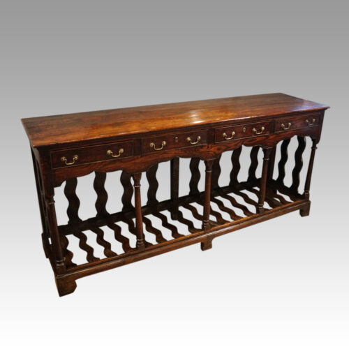 Antique oak Devon dairy dresser angle