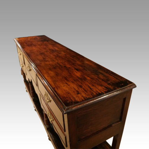 Antique potboard oak dresser base top view