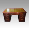 Edwardian mahogany large pedestal desk front