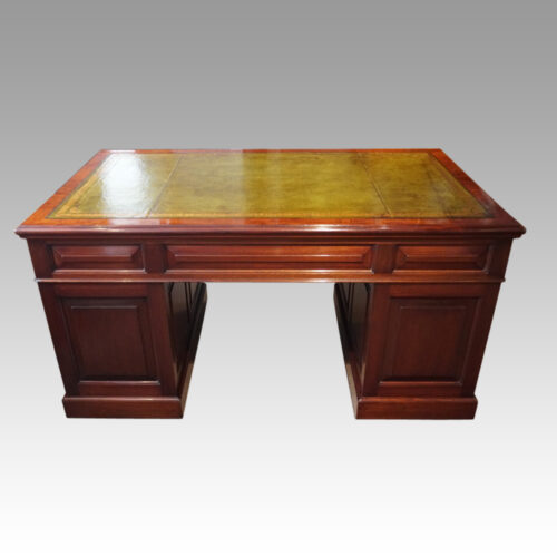 Edwardian mahogany large pedestal desk rear