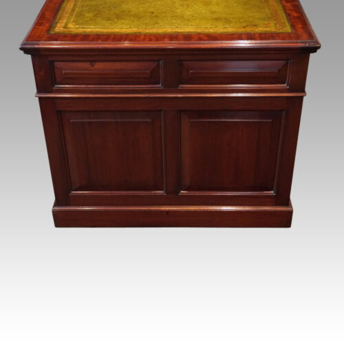 Edwardian mahogany large pedestal desk side