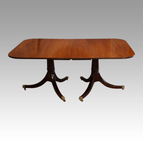 George V mahogany twin pillar dining table no leaves