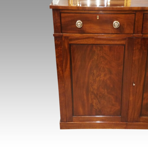 Georgian mahogany low linen press cupboard detail