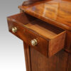 Georgian mahogany low linen press drawer open