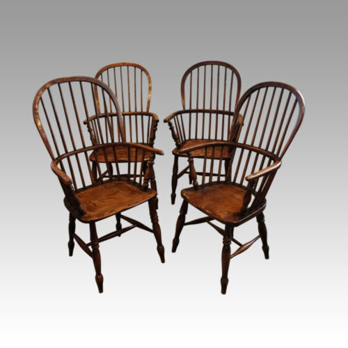Matched set of 4 Antique stickback armchairs
