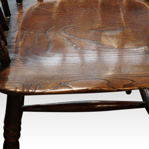 Matched set of 4 Antique stickback armchairs seat detail