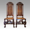Pair Carolean style oak chairs