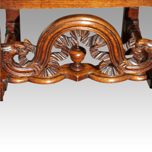 Pair Carolean style oak chairs front base rail