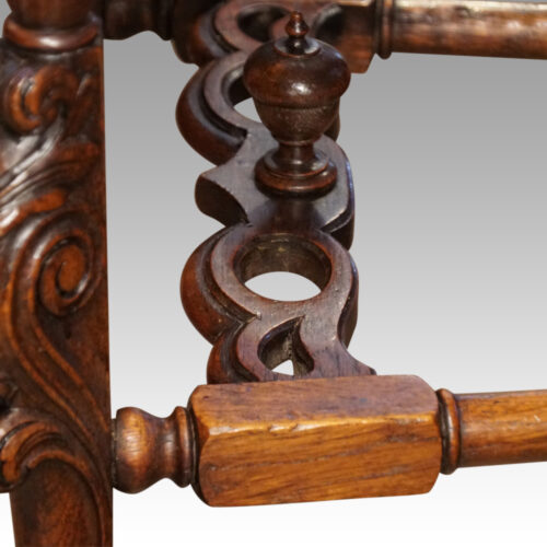 Pair Carolean style oak chairs side rail