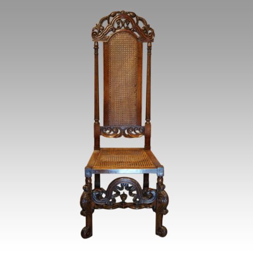 Pair Carolean style oak chairs single