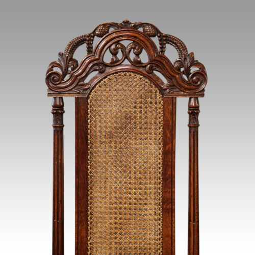Pair Carolean style oak chairs top rail