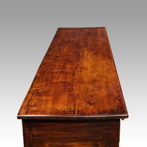 19thc. oak dresser base top detail