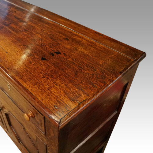 Antique oak inlaid dresser base end