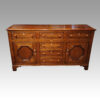 Antique oak inlaid dresser base front view