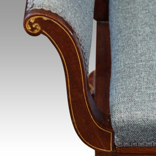 Edwardian inlaid duet stool arm