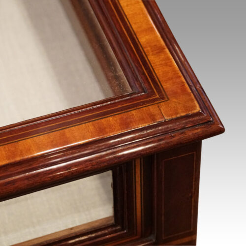 Edwardian inlaid mahogany curio cabinet banding