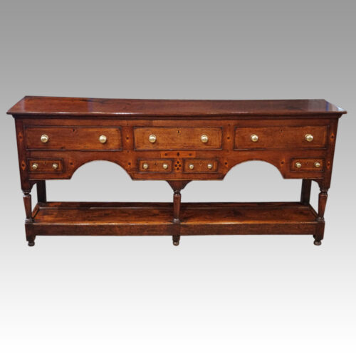 George III oak dresser base inlaid