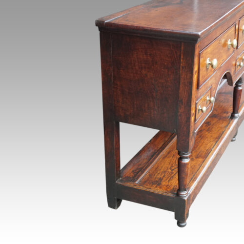 George III oak dresser base inlaid end panel