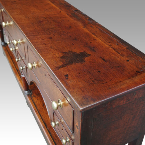 George III oak dresser base inlaid top end