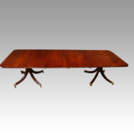 George V mahogany inlaid twin pillar dining table