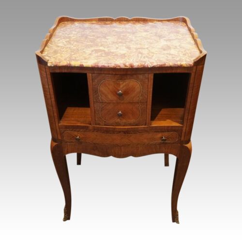 Pair of French bedside cabinets with cubby hole