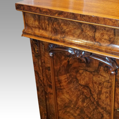Victorian burr walnut chiffonier sideboard door detail